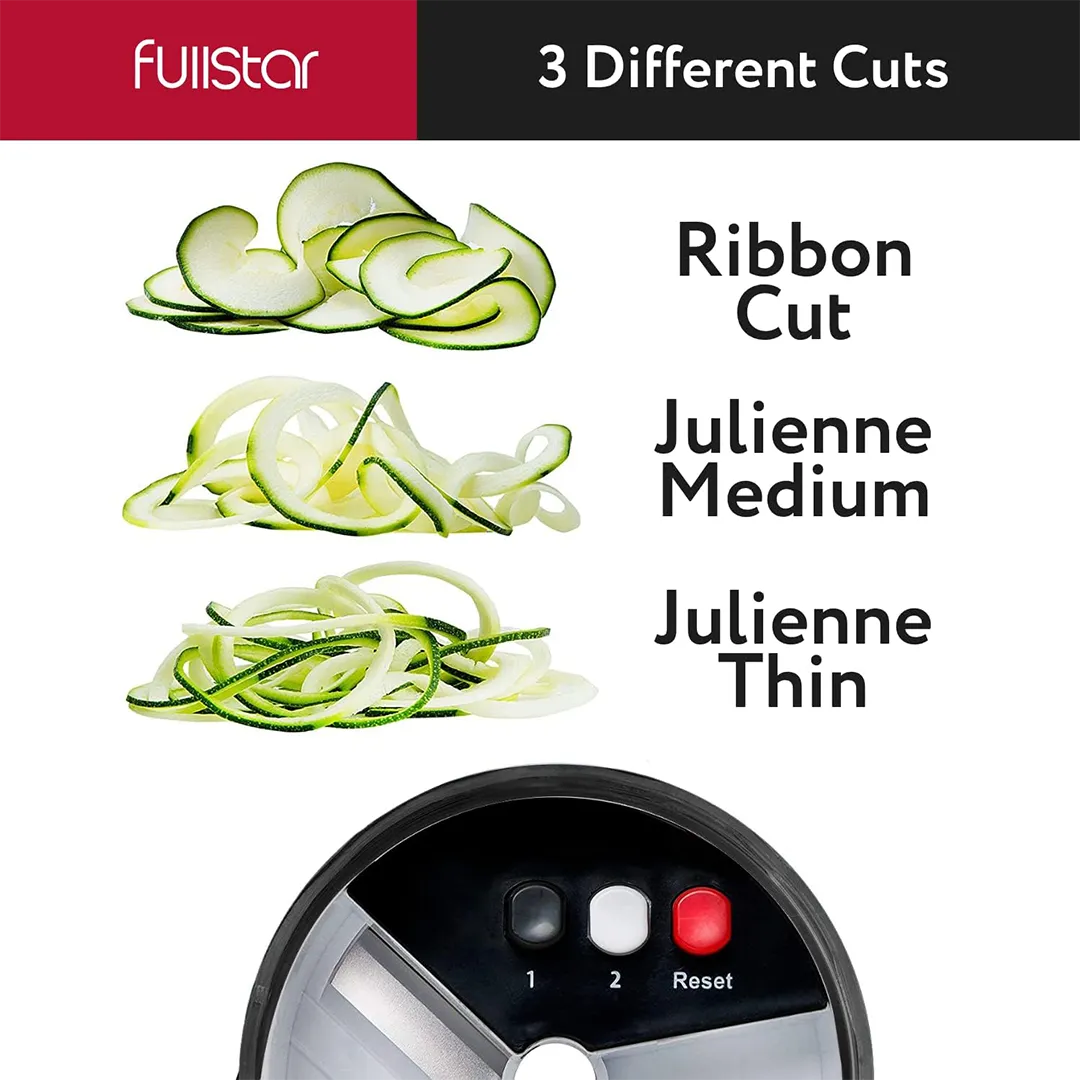 spiralizer cuts of Fullstar Stainless Steel Vegetable Chopper & Mandoline