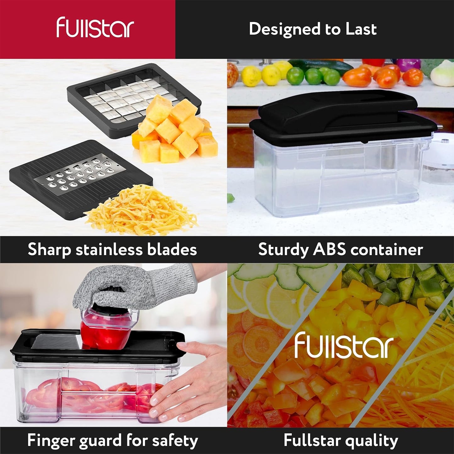 durable Fullstar Premium Stainless Steel Vegetable Chopper