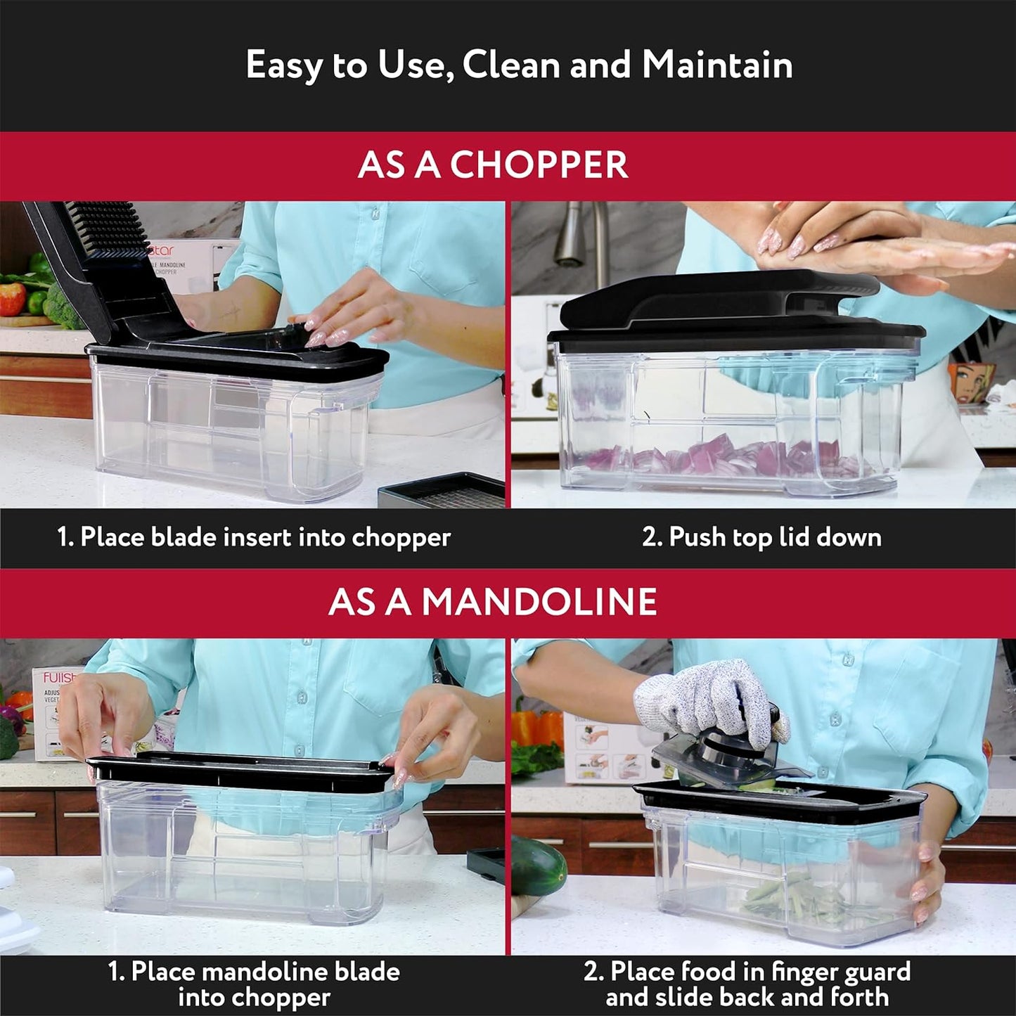 how to use Fullstar Premium Stainless Steel Vegetable Chopper