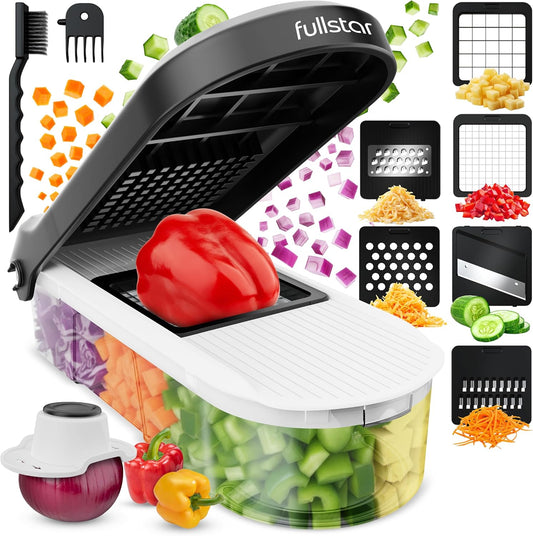 fsamz-b0cn9mmt3t-main | Fullstar Pro Core Vegetable Chopper & Mandoline Slicer, Meal Prep Essential — 10-in-1, White
