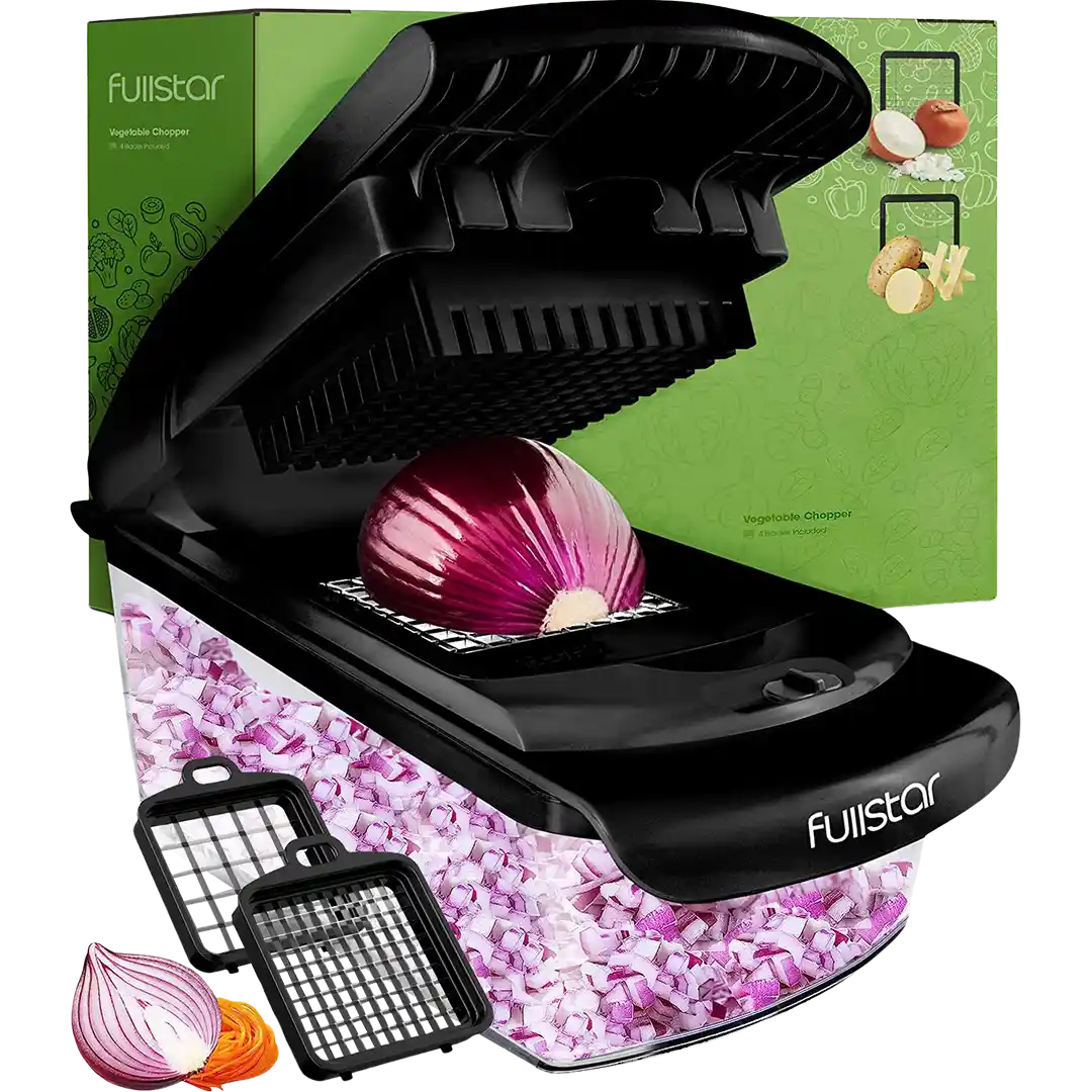 cutting onion w/ Fullstar Viral Vegetable Chopper