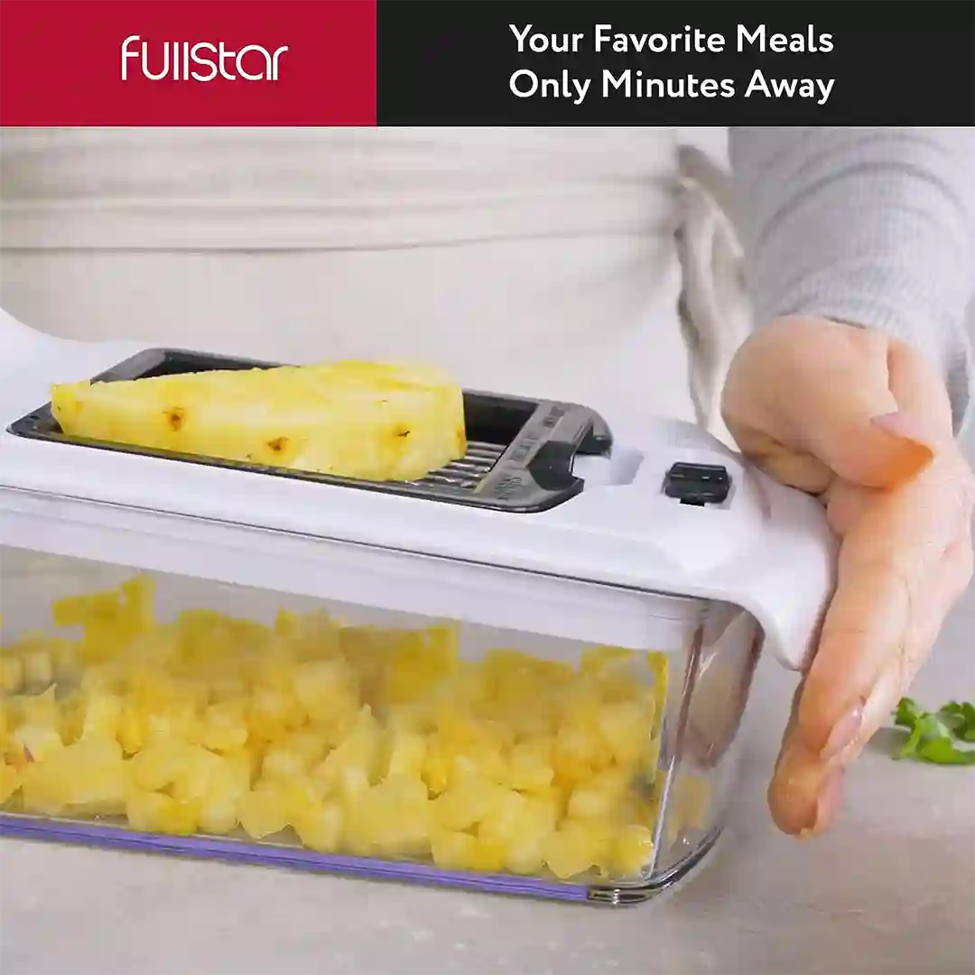 dicing pineapple w/ Fullstar Viral Vegetable Chopper