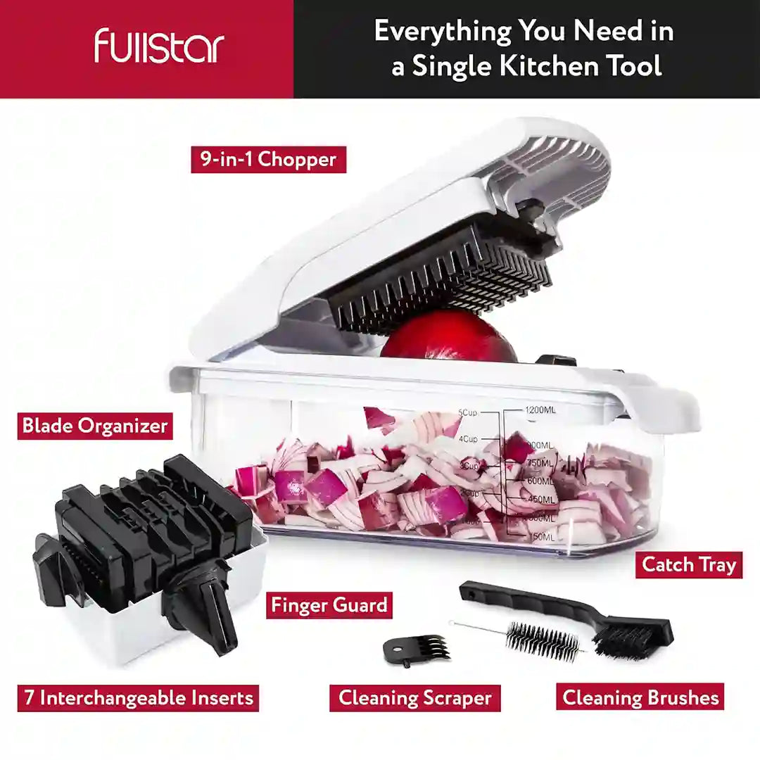 complete set Fullstar 9-in-1 Deluxe Vegetable Chopper