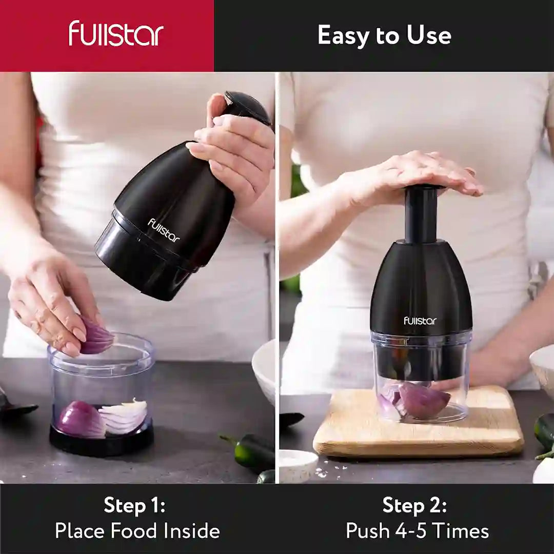 steps to use Fullstar Vegetable Hand Chopper