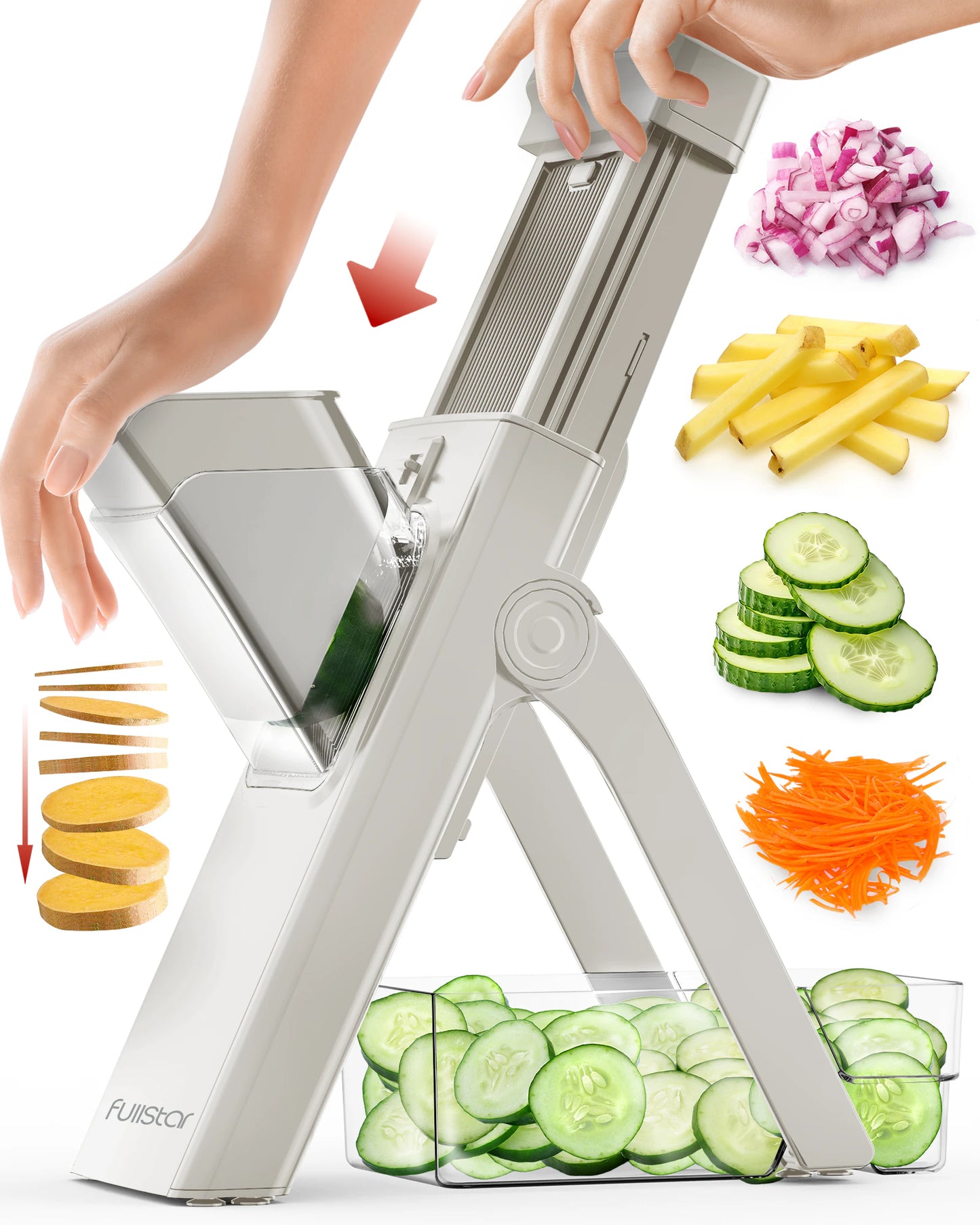 Safer Mandoline Slicer, White
