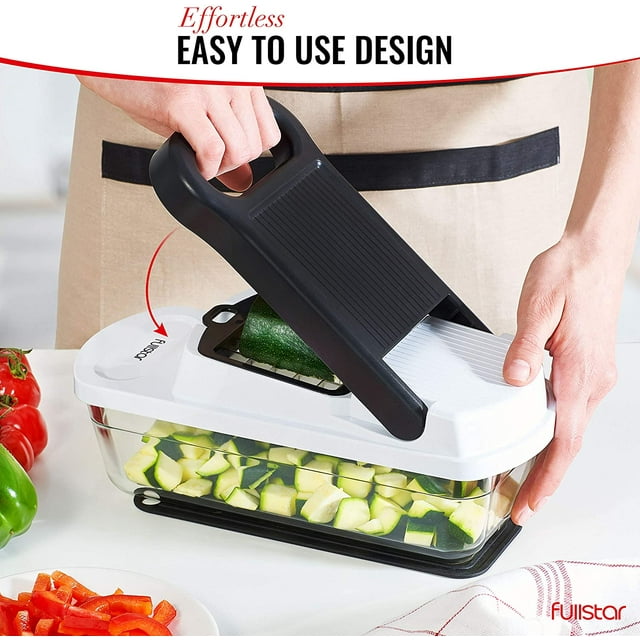 Fullstar - Vegetable Chopper with Glass Storage Container - 3 Blades, White