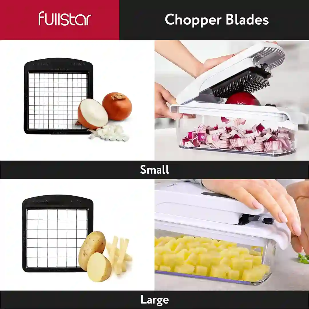 large & small blades of Fullstar Viral Vegetable Chopper