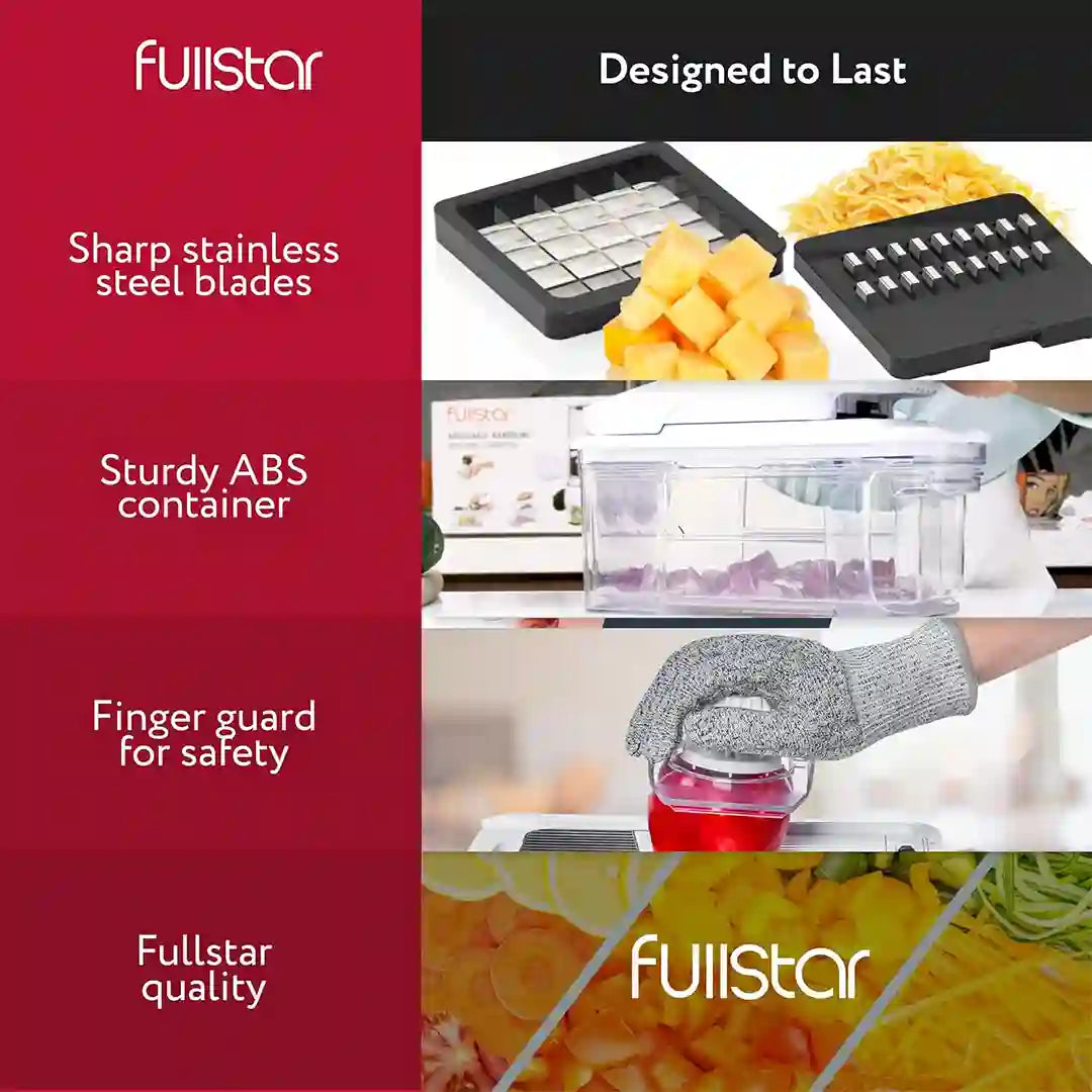 features of Fullstar All-in-1 Mandoline Slicer Spiralizer & Chopper