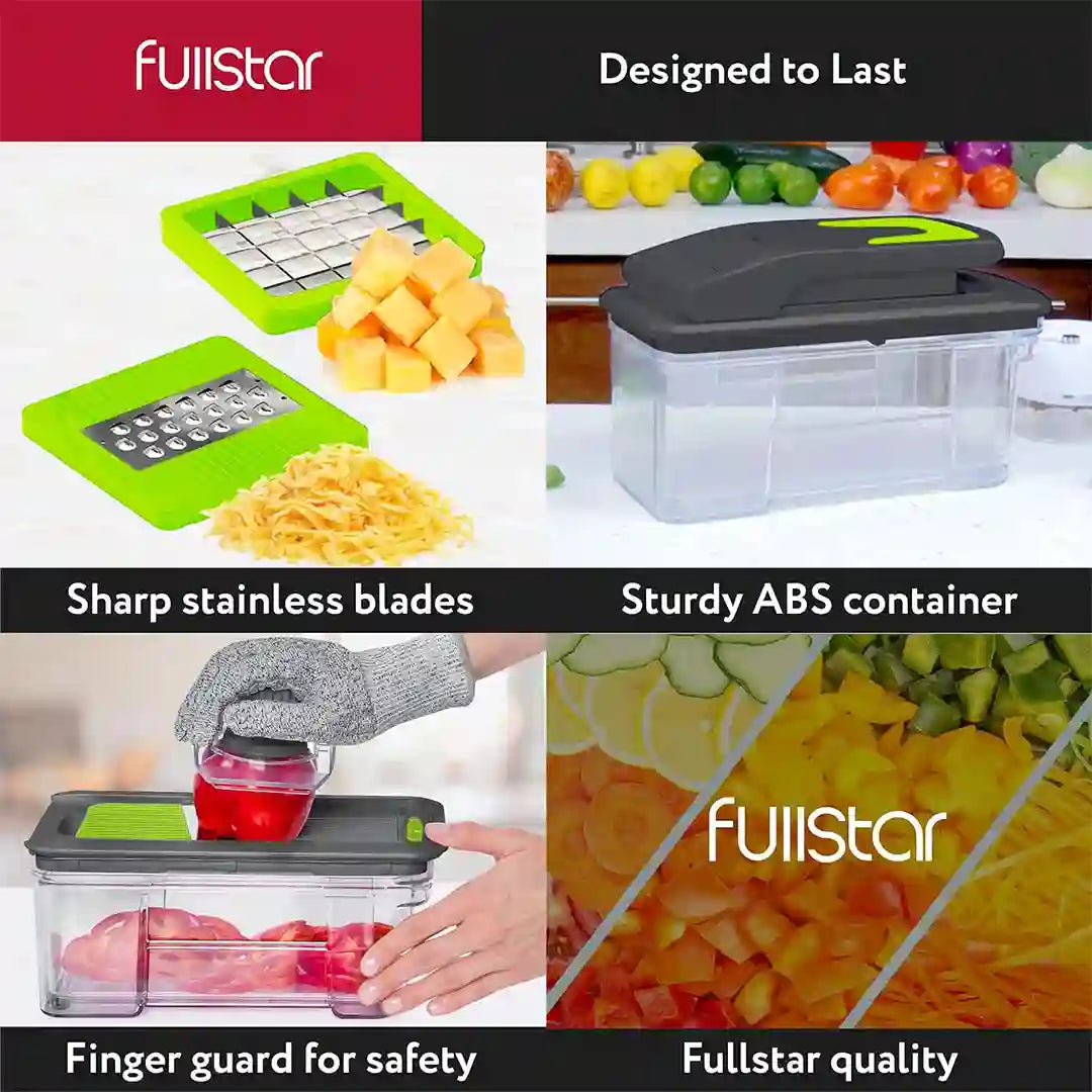 features of Fullstar All-in-1 Mandoline Slicer Spiralizer & Chopper