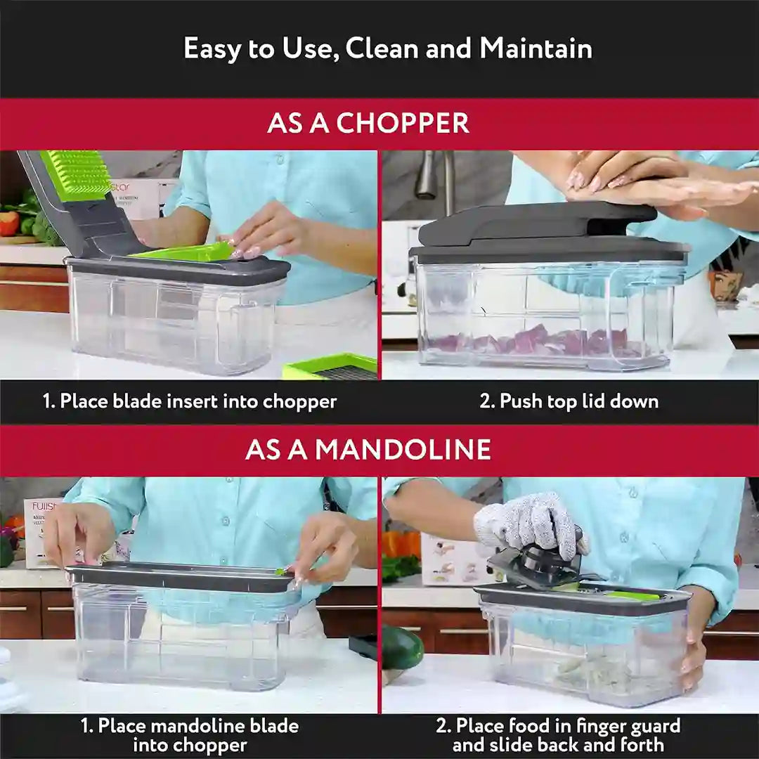 how to use Fullstar All-in-1 Mandoline Slicer Spiralizer & Chopper