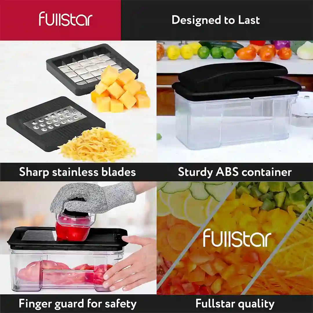 features of Fullstar All-in-1 Mandoline Slicer Spiralizer & Chopper