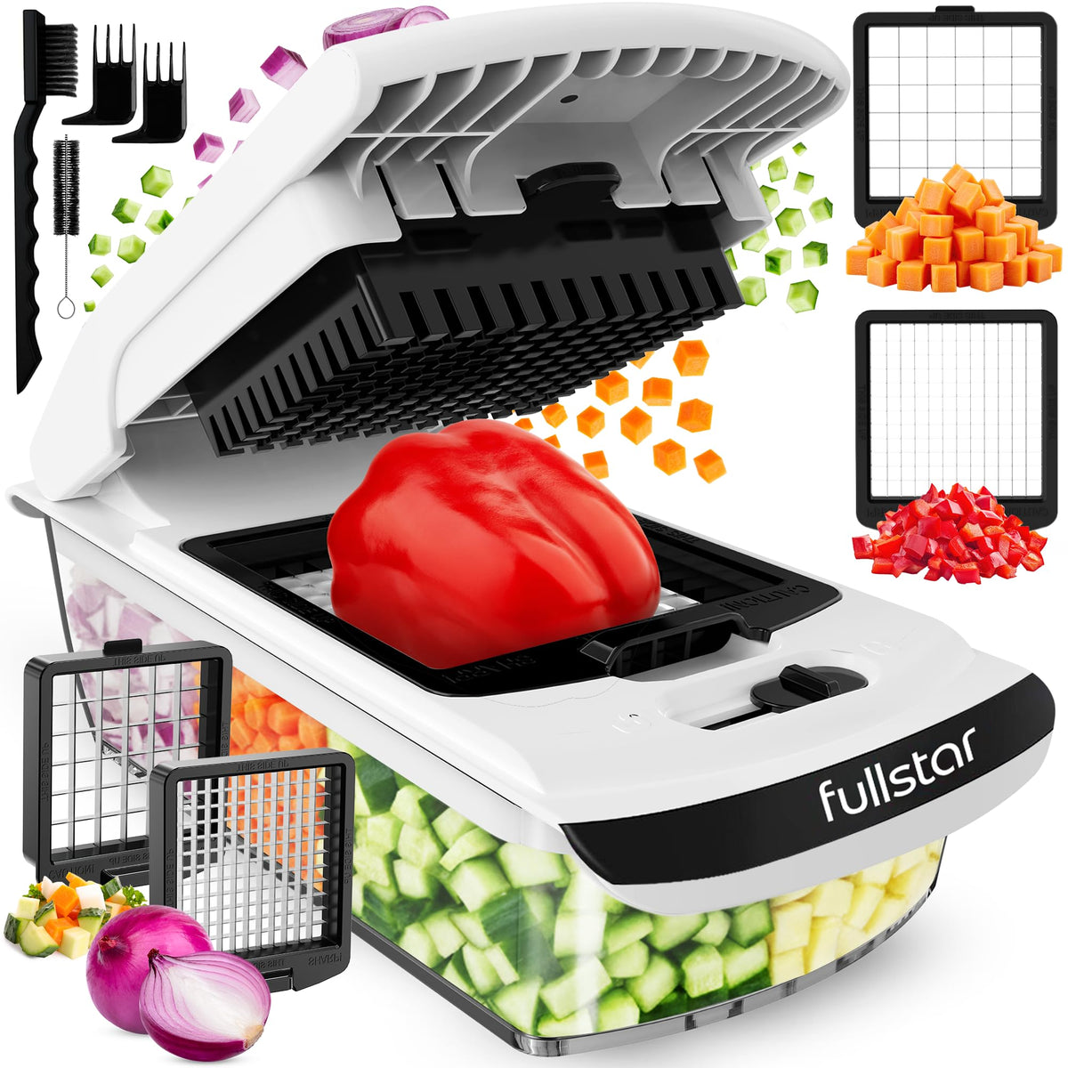 fsamz-b0c1t6j3cs-main | Fullstar Pro Original Vegetable Chopper & Spiralizer — 2-in-1, White