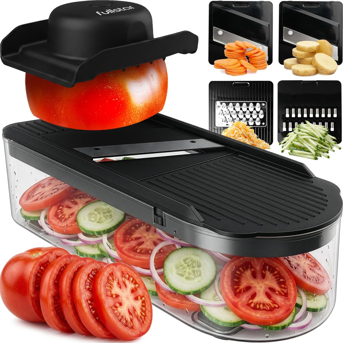 fsamz-b0fzwc2c8r-main | Fullstar Essential Mandoline Vegetable Slicer & Julienne Cutter — 4-in-1, Black