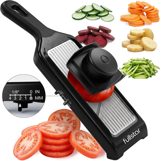 fsamz-b0gmy6ly98-main | Fullstar - Handheld Mandoline Vegetable Slicer & Julienne Cutter — 2-in-1, SS Black