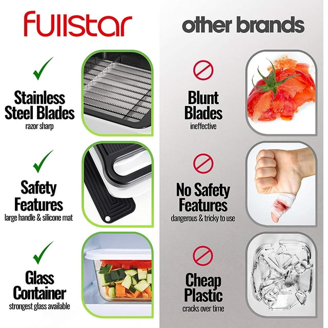 Fullstar - Vegetable Chopper with Glass Storage Container - 3 Blades, White