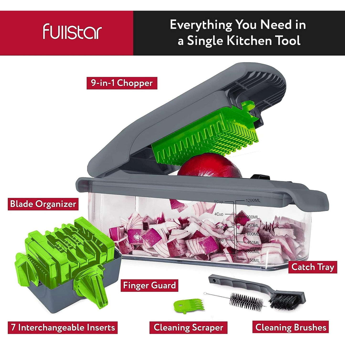 Vegetable Chopper - 7-in-1 (Gray)