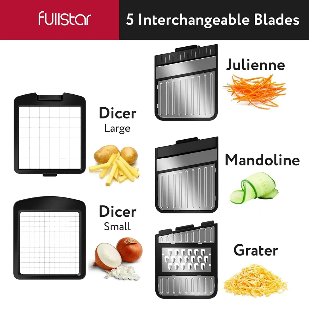 5 blades of Fullstar Stainless Steel Vegetable Chopper & Mandoline