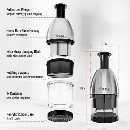 Hand Food Chopper - Stainless Steel, Black