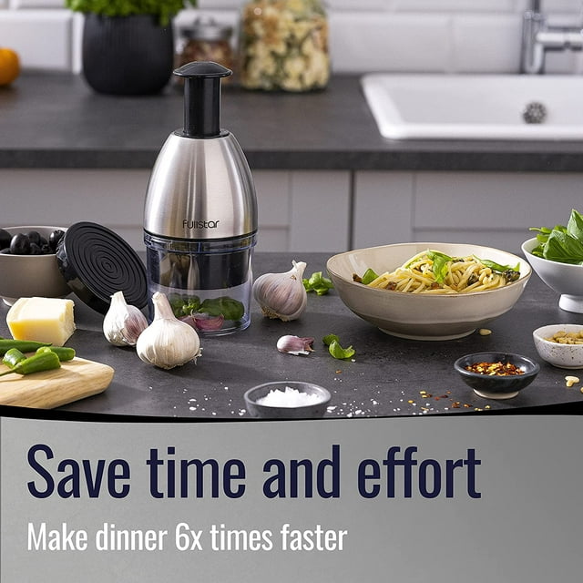 Hand Food Chopper - Stainless Steel, Black