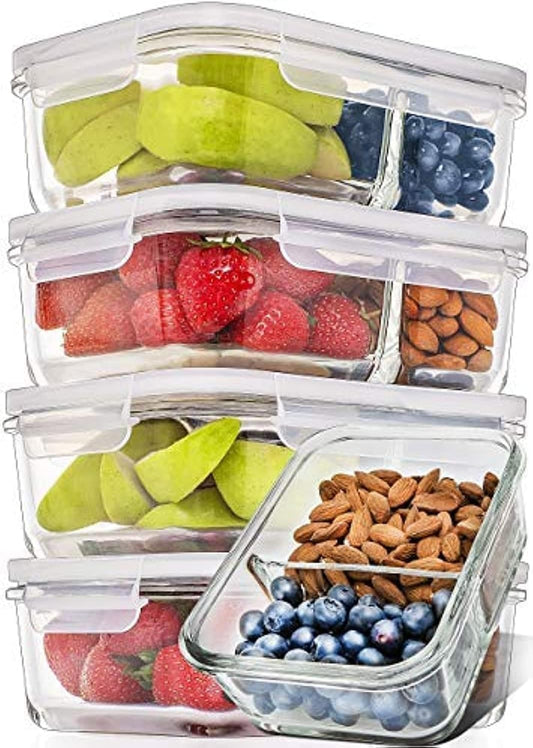 prepped meals by PrepNaturals Glass Storage Containers w/ Lids