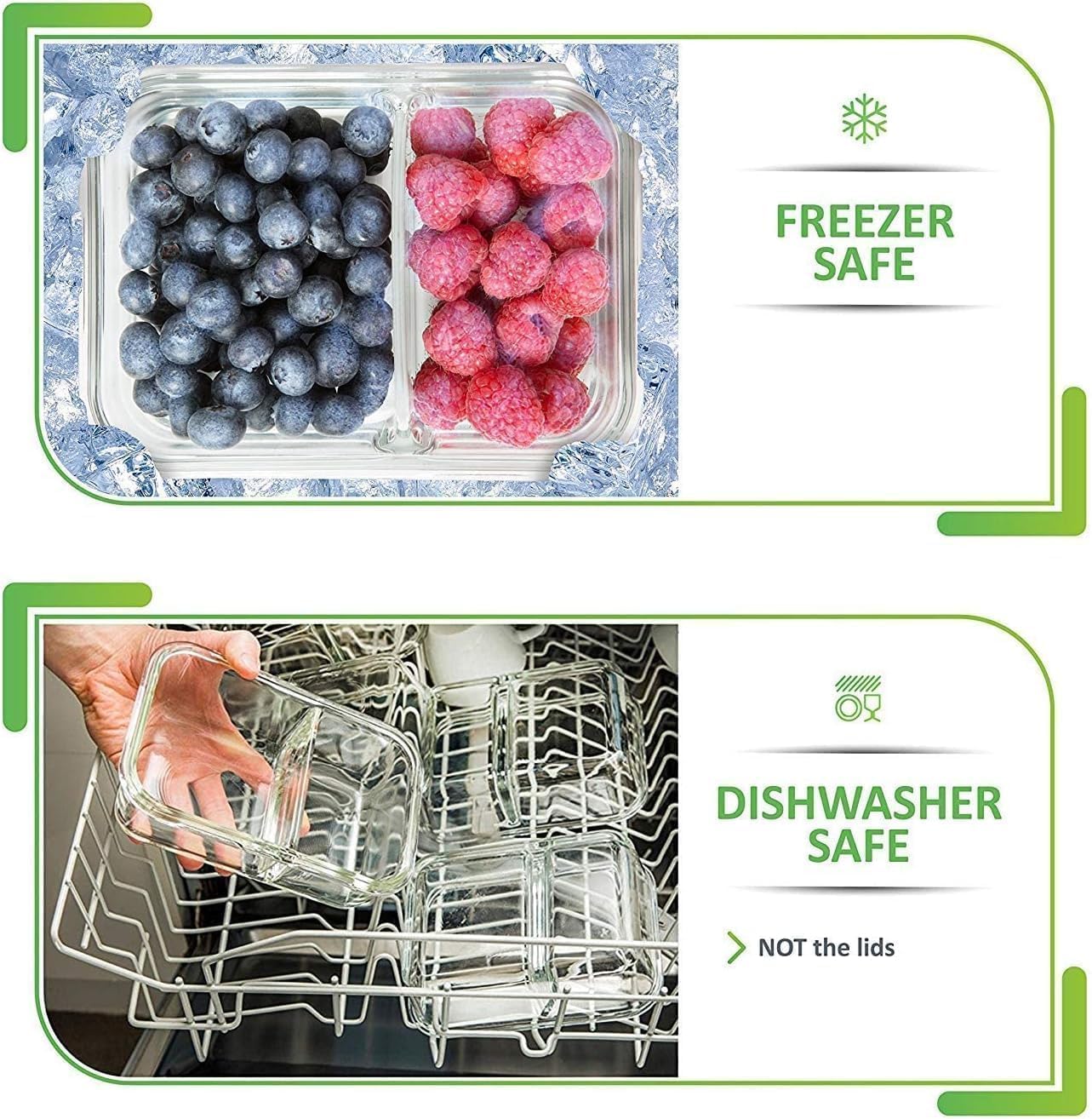 freezer + dishwasher safe PrepNaturals Glass Storage Containers w/ Lids