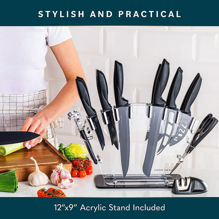 Acrylic Stand of Home Hero Stainless Steel Kitchen & Steak Knife Set
