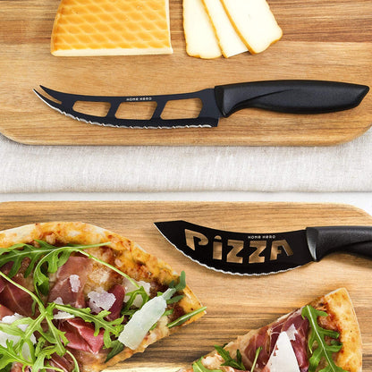 cutting pizza w/ Home Hero Stainless Steel Kitchen & Steak Knife Set