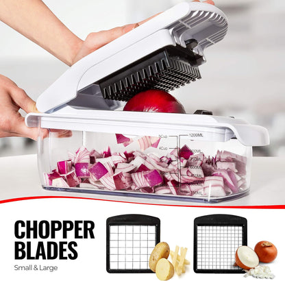 Fullstar - Pro Vegetable Chopper - Food Chopper, Veggie Dicer, Juicer & More - 11 Blades, White