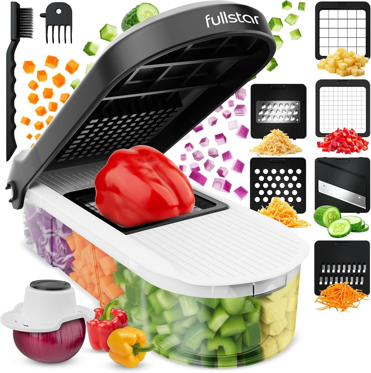fsamz-b0cn9mmt3t-main | Fullstar Pro Core Vegetable Chopper & Mandoline Slicer, Meal Prep Essential — 10-in-1, White