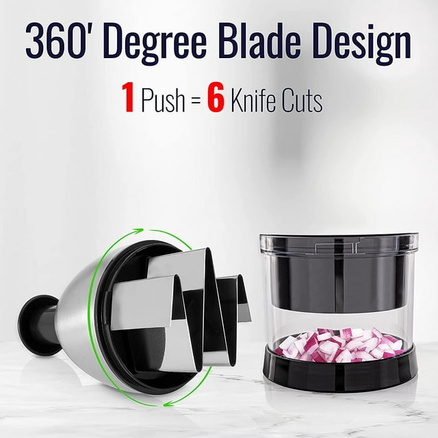 Hand Food Chopper - Stainless Steel, Black