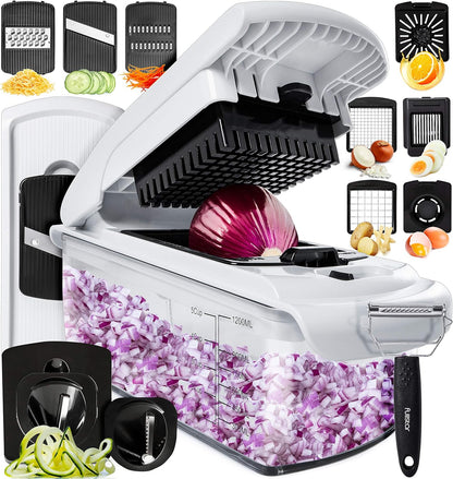 Fullstar - Pro Vegetable Chopper - Food Chopper, Veggie Dicer, Juicer & More - 11 Blades, White
