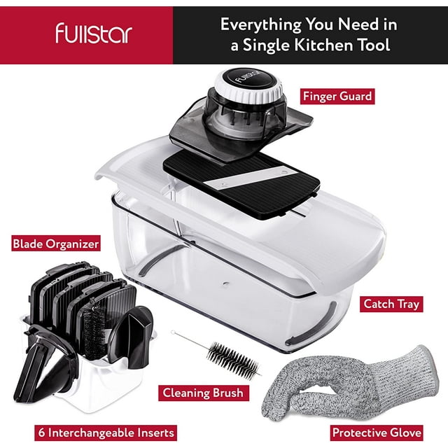 Fullstar All-in-1 Vegetable Chopper, Mandoline Slicer Spiralizer & Chopper (Black)