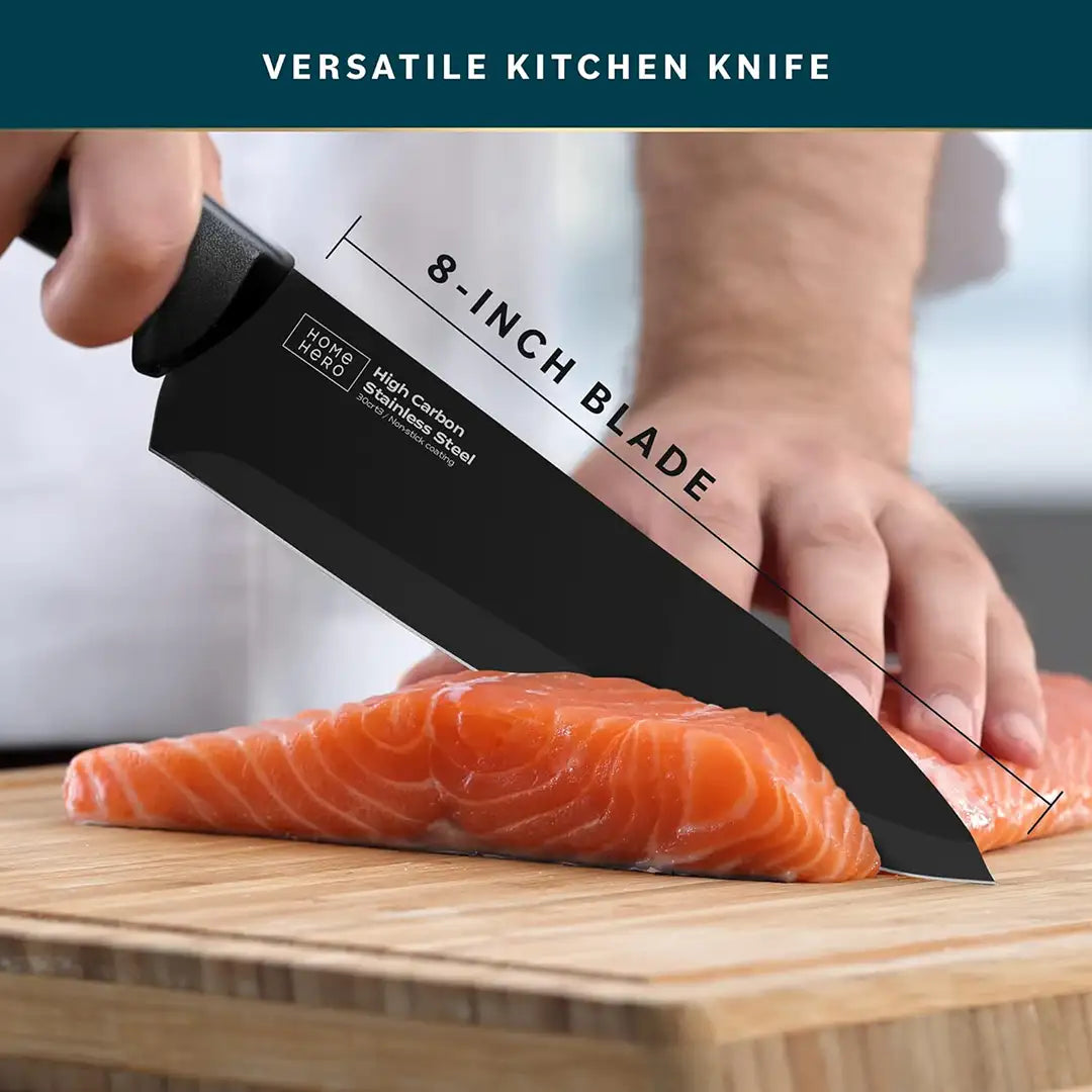 cutting sushi w/ Home Hero Stainless Steel Kitchen & Steak Knife Set