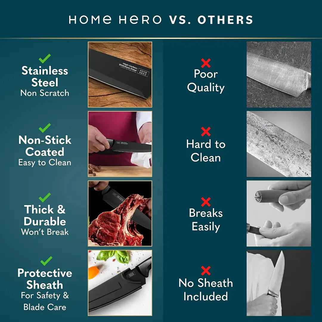 Home Hero Stainless Steel Kitchen & Steak Knife Set  vs others