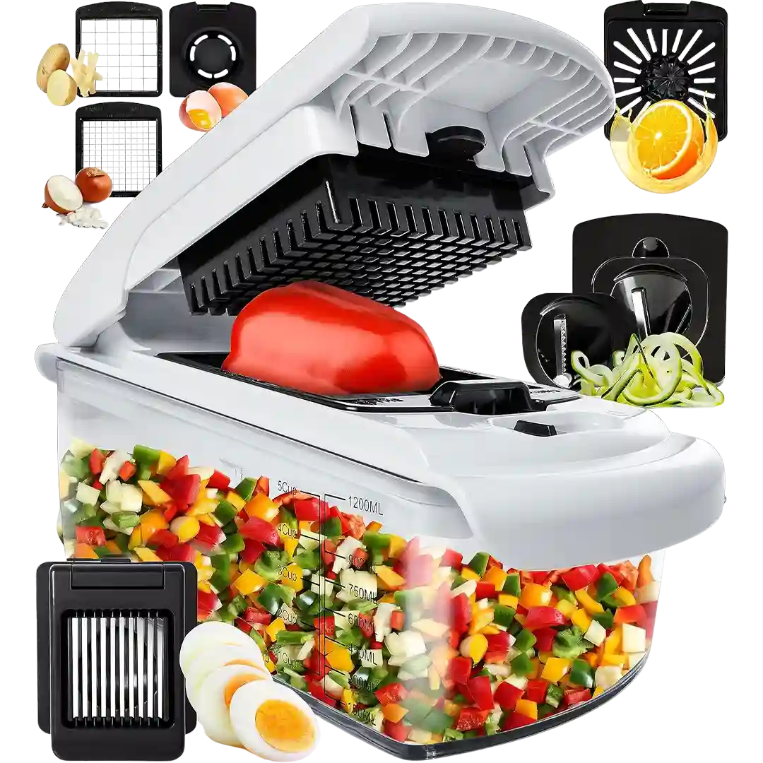 chop eggs & veggies w/ Fullstar Viral Vegetable Chopper