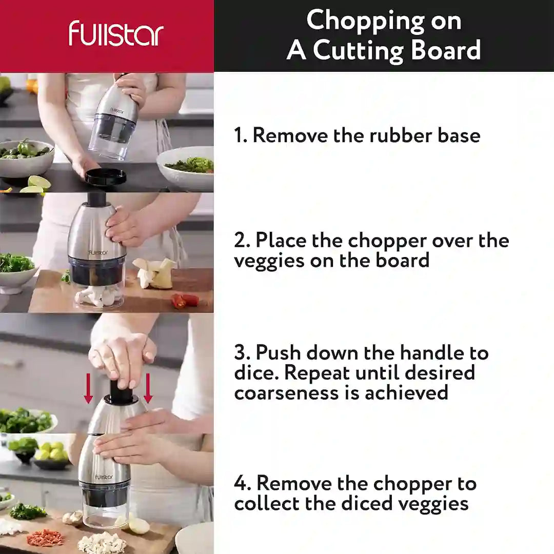 how to use Fullstar Vegetable Hand Chopper