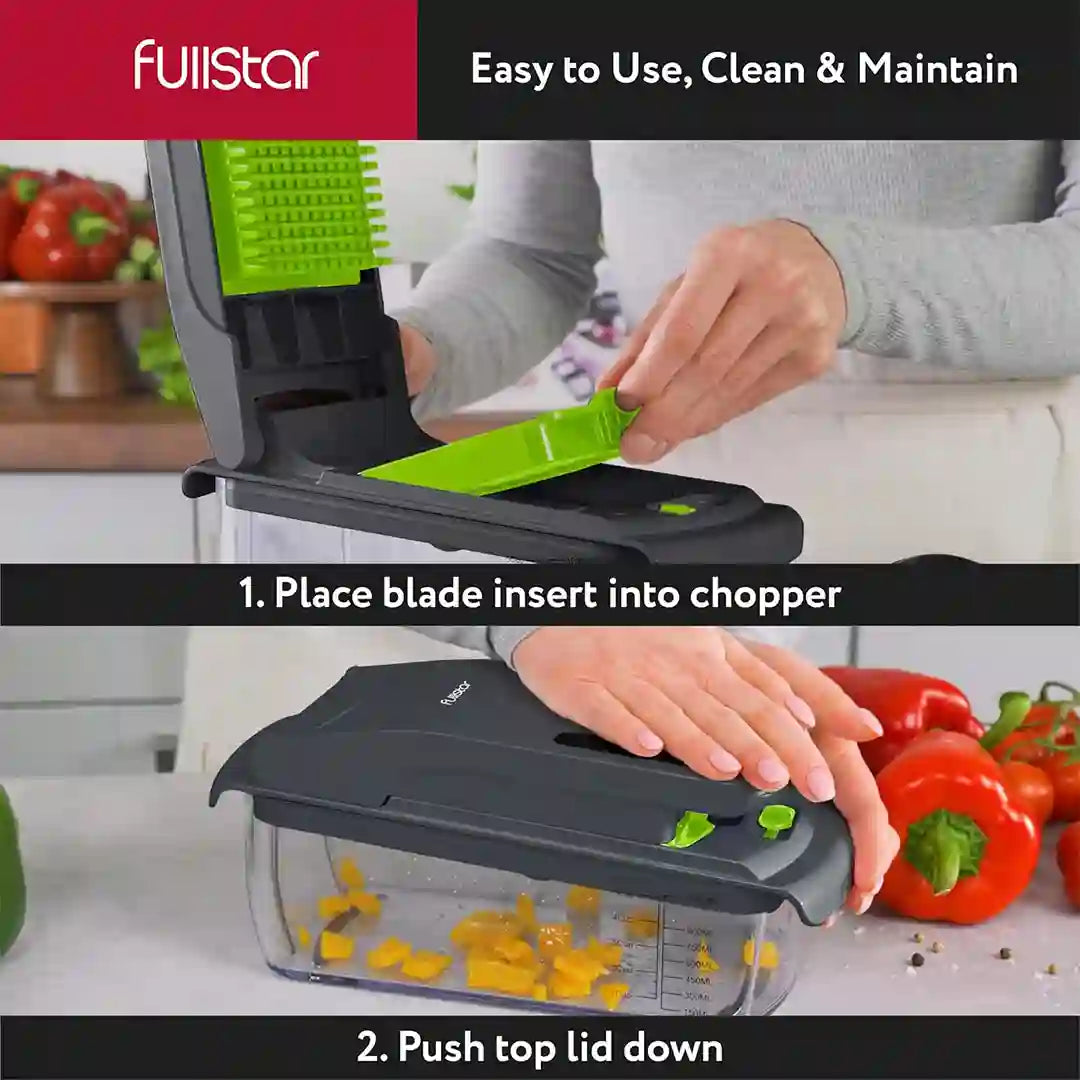 steps to use Fullstar Vegetable Chopper
