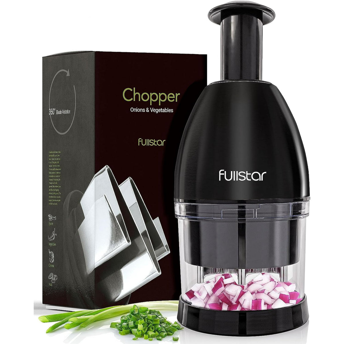 Hand Food Chopper - Stainless Steel, Black