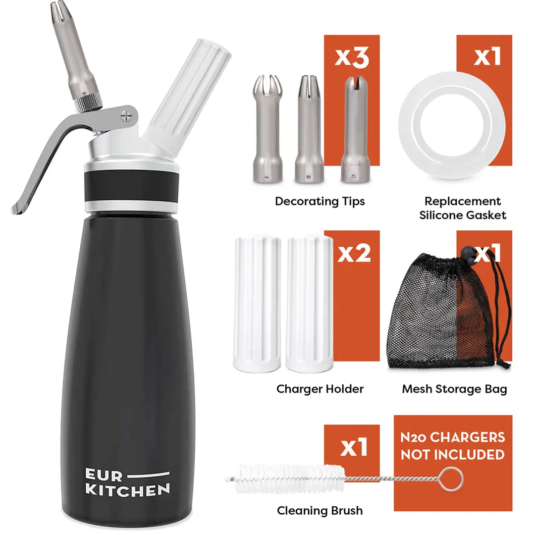 EurKitchen Whipped Cream Dispenser Inclusions