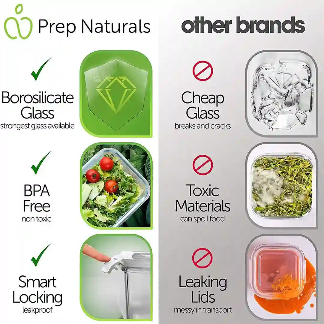 PrepNaturals 13pc Glass Storage Containers vs other brands