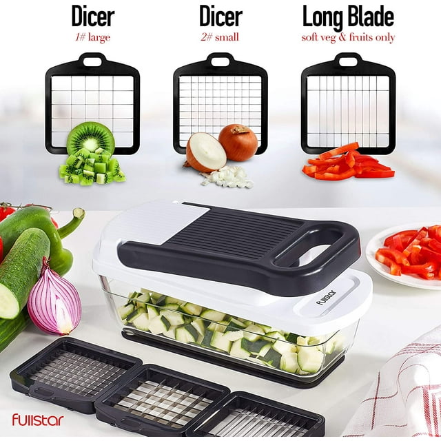Fullstar - Vegetable Chopper with Glass Storage Container - 3 Blades, White