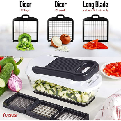 Fullstar - Vegetable Chopper with Glass Storage Container - 3 Blades, White