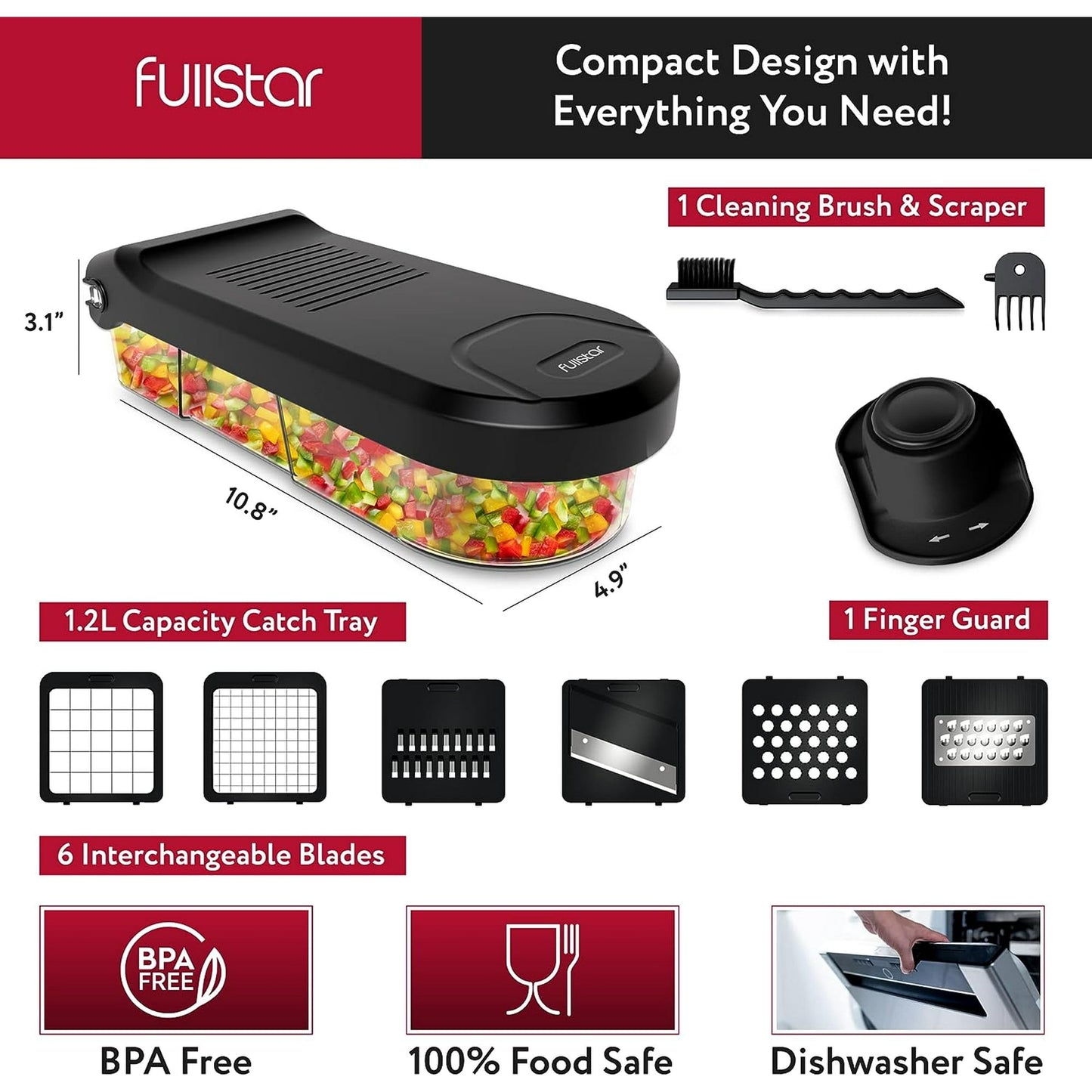 Fullstar 6 in 1 Vegetable Chopper (Black)