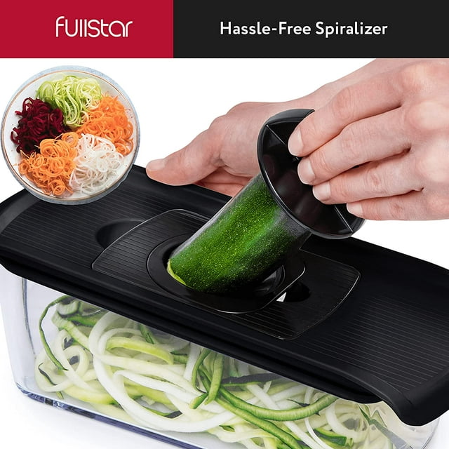 Fullstar All-in-1 Vegetable Chopper, Mandoline Slicer Spiralizer & Chopper (Black)