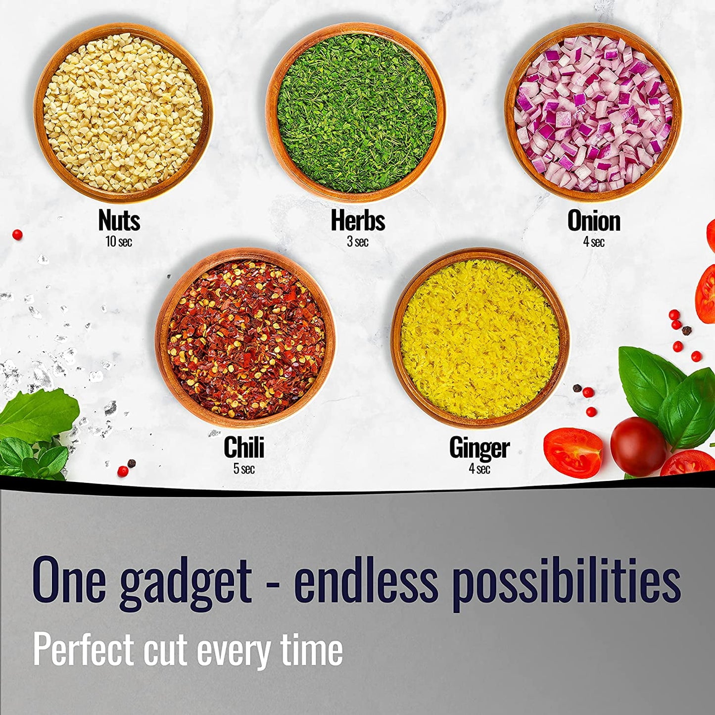 Hand Food Chopper - Stainless Steel, Black