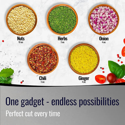 Hand Food Chopper - Stainless Steel, Black