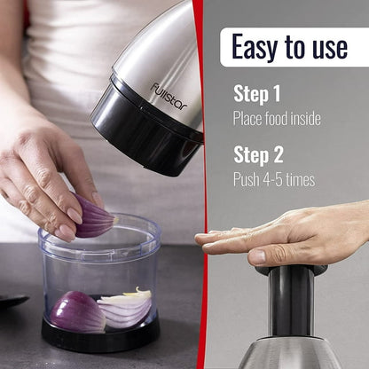 Hand Food Chopper - Stainless Steel, Black