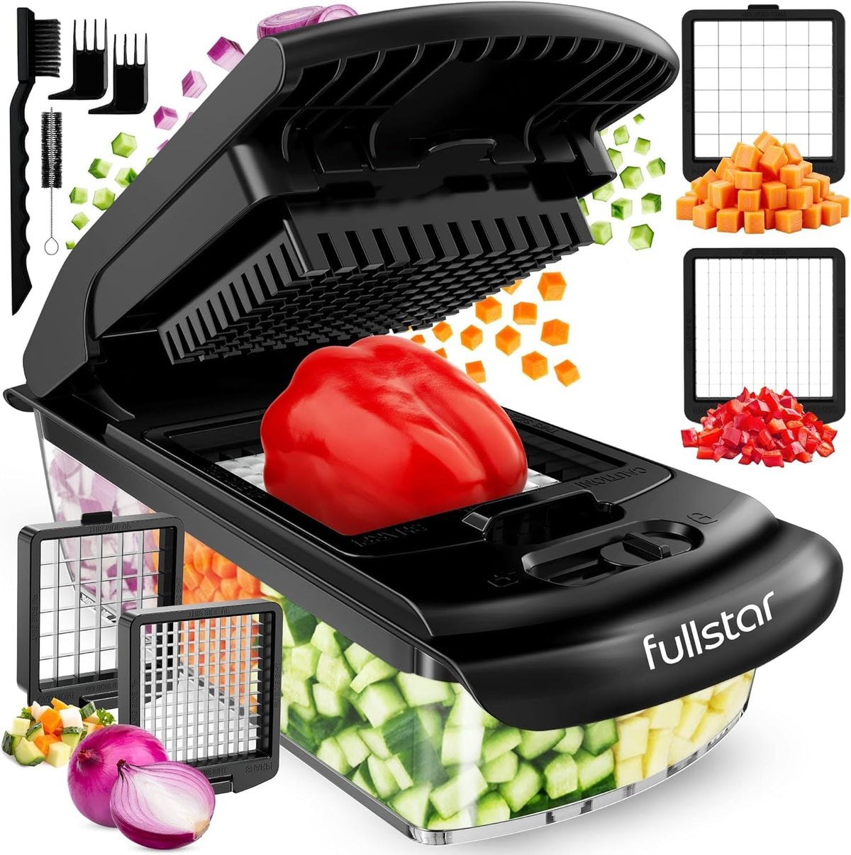 fsamz-b0cf2nq11w-main | Fullstar Pro Original Vegetable Chopper & Spiralizer — 2-in-1, Black