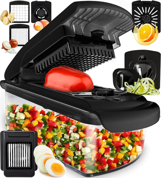 fsamz-b0chbpxhc6-main | Fullstar Pro Original Vegetable Chopper & Spiralizer — 8-in-1, Black