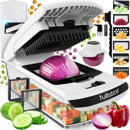 fsamz-b0d5dm9yhb-main | Fullstar Pro Original Vegetable Chopper & Mandoline Slicer Kitchen Gadget — 8-in-1, White